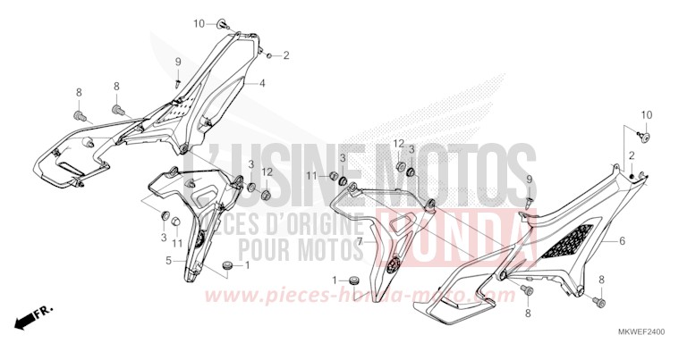 COUVERCLE LATERAL de NC750X "Méca" MAT PEARL GLARE WHITE (NHB54) 2025